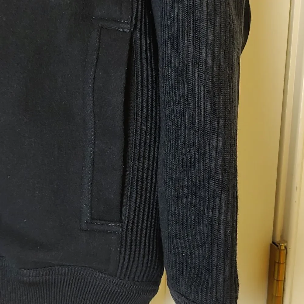 Giuliano Trico Men's Navy Wool Zip Front Sweater Academia Grandpa Jacket